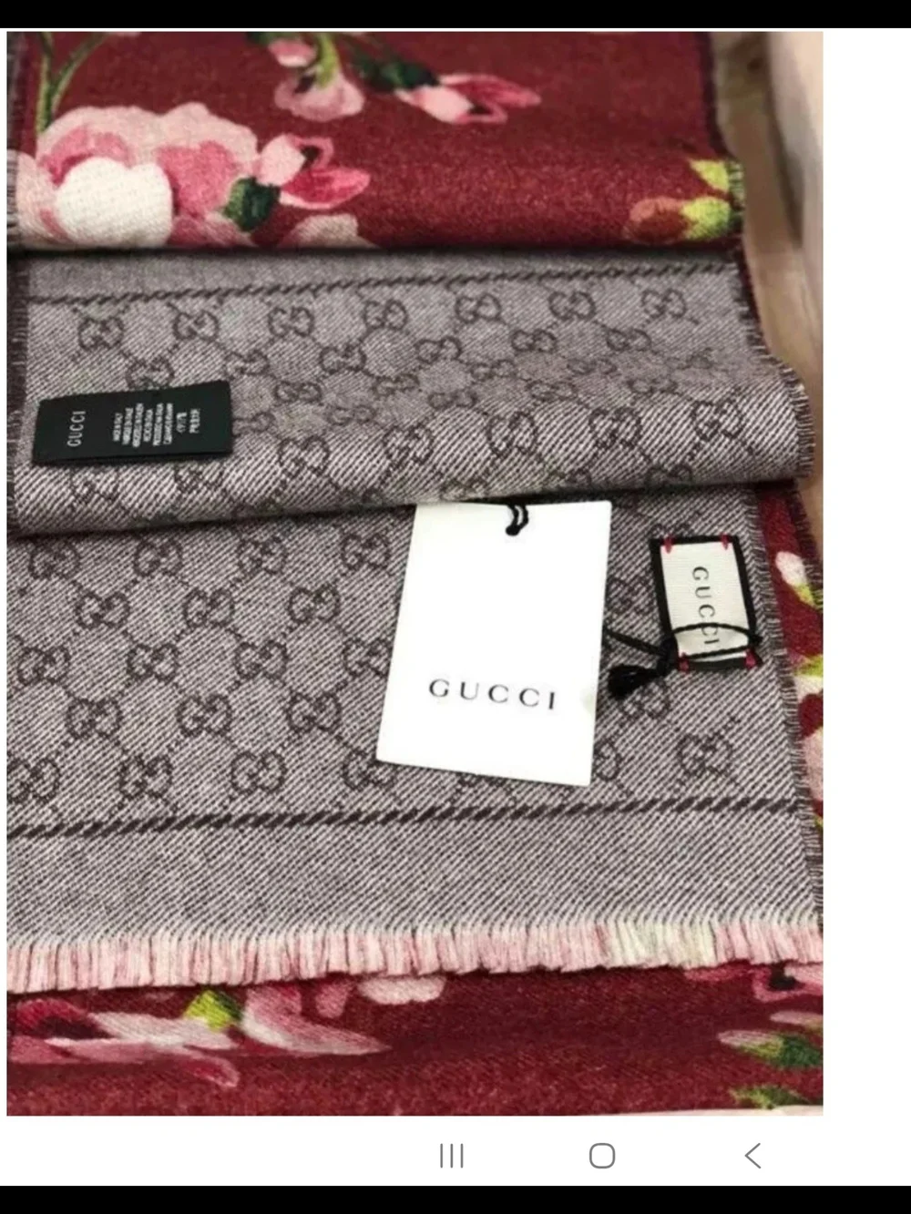 GUCCI GG Guccissima Red Floral Wool Miniorophin Scarf NWT